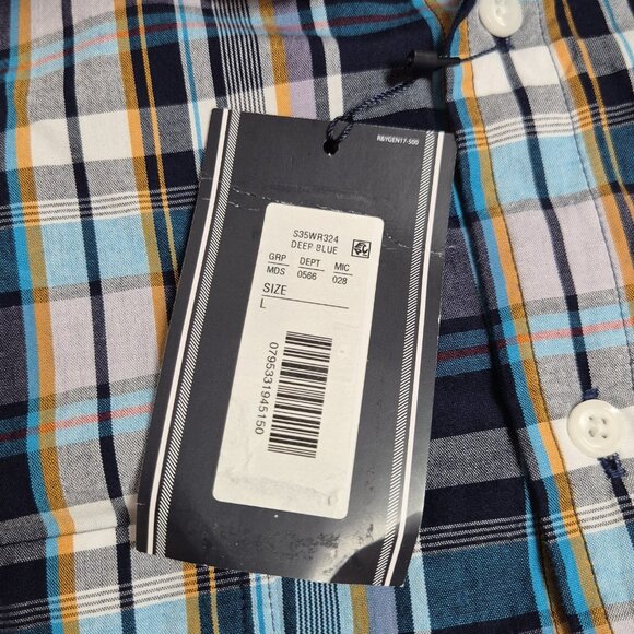 Roundtree & Yorke Men's Shirt Size L Plaid Short Sleeve Button UP  Blue (55) - Picture 7 of 10